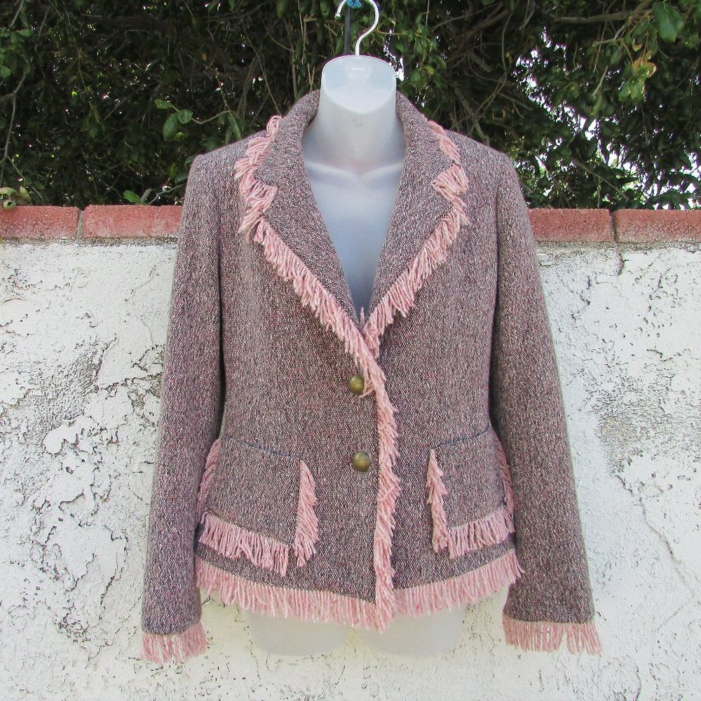 Serena Kay Paris pink tweed fringe blazer 38